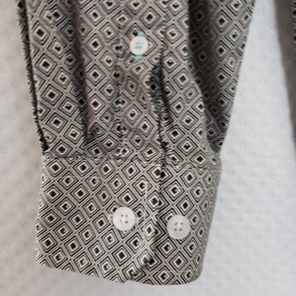Cinch Men's Sz M Classic Fit Walter LS Dress Shirt‎ Gray Geometric 100% Cotton - Picture 9 of 15